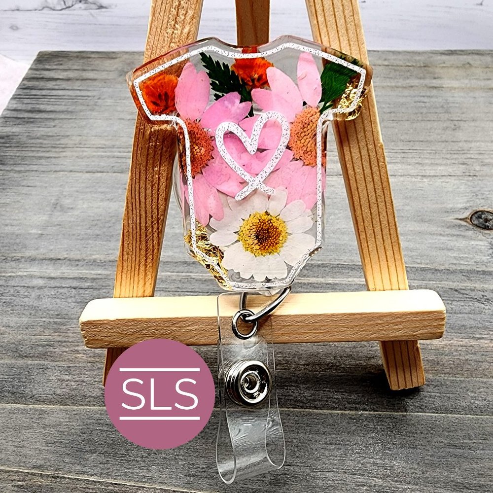 Floral Baby Romper Badge Reel-NICU Badge Reel-OBGYN Badge Reel